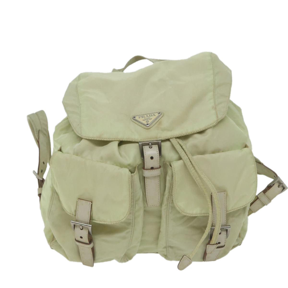 PRADA Backpack Nylon Cream Auth 65702