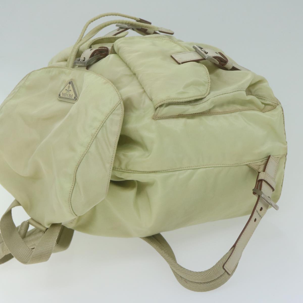 PRADA Backpack Nylon Cream Auth 65702