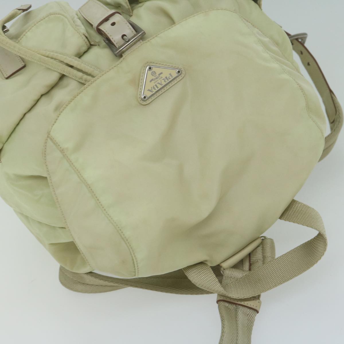 PRADA Backpack Nylon Cream Auth 65702