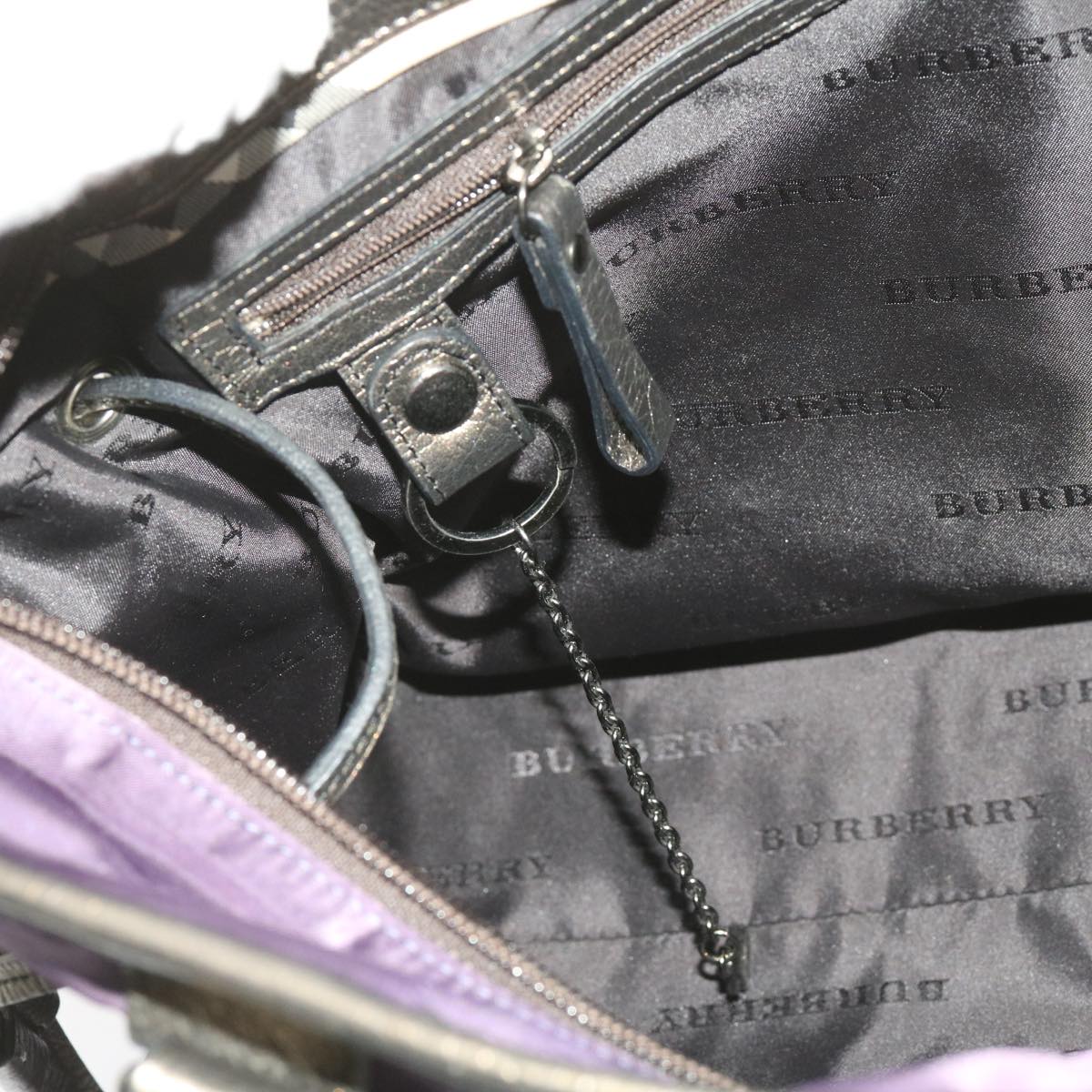 BURBERRY Tote Bag Nylon Purple Auth 65716