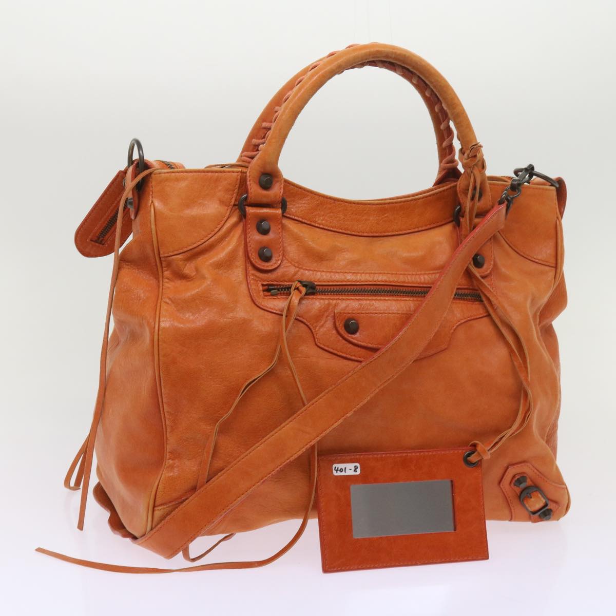 BALENCIAGA Vero Hand Bag Leather 2way Orange 235216 Auth 65735