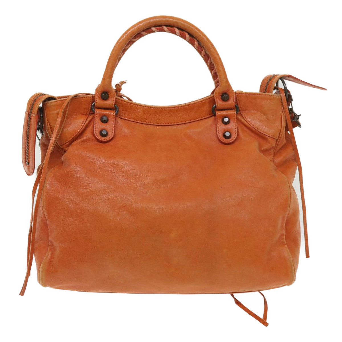 BALENCIAGA Vero Hand Bag Leather 2way Orange 235216 Auth 65735