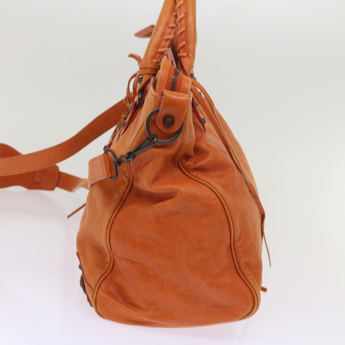 BALENCIAGA Vero Hand Bag Leather 2way Orange 235216 Auth 65735