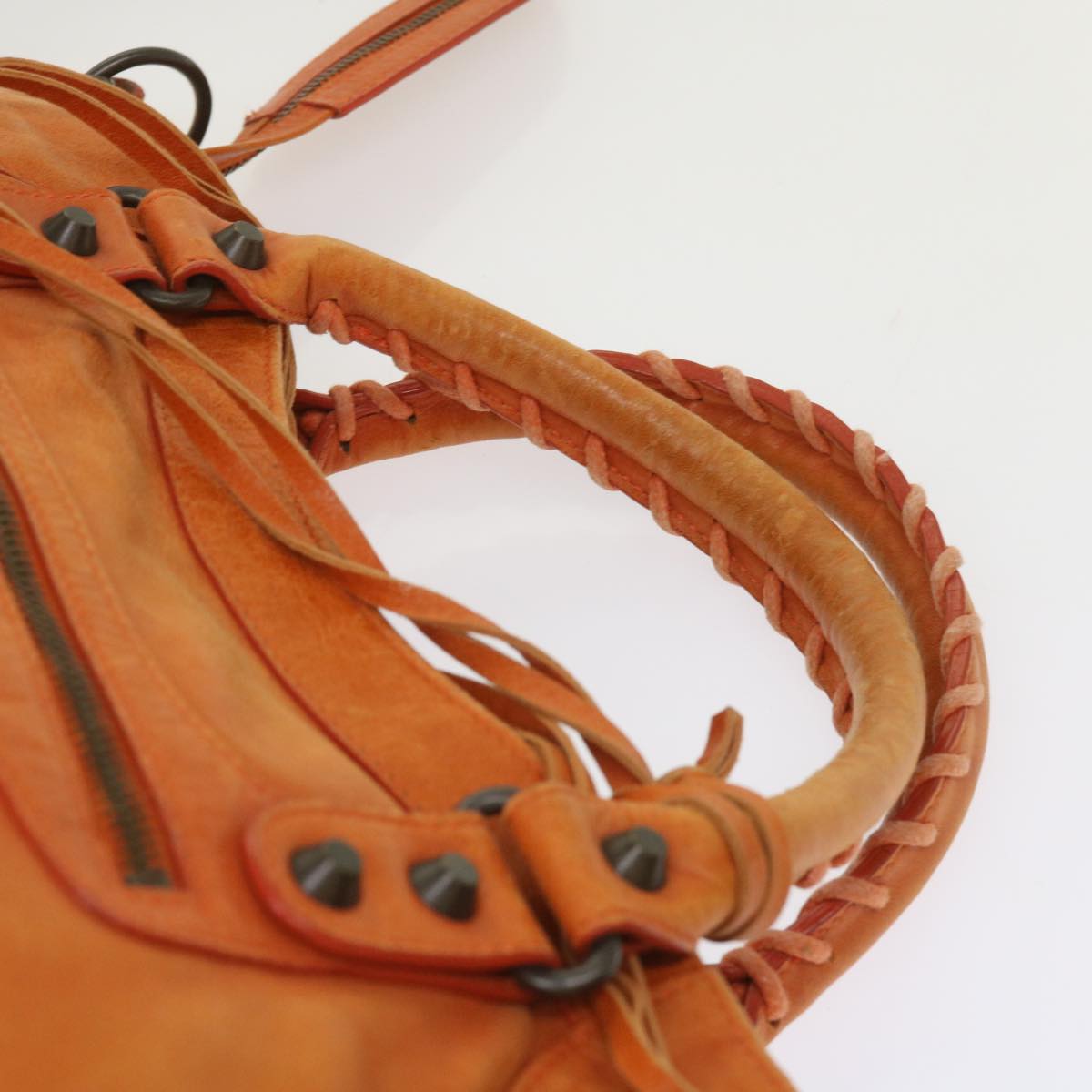 BALENCIAGA Vero Hand Bag Leather 2way Orange 235216 Auth 65735