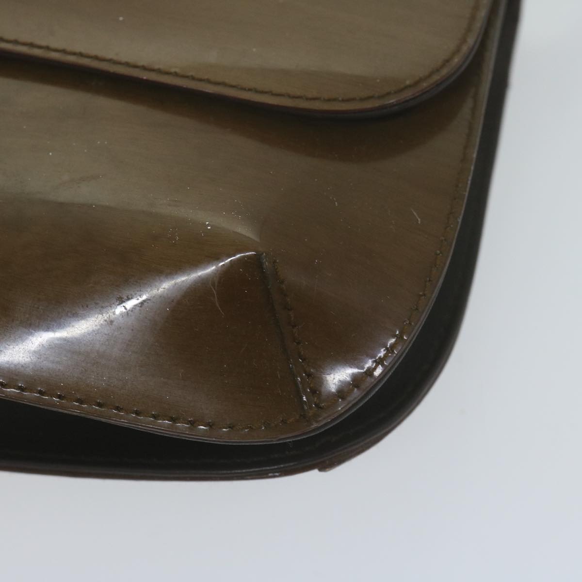 Salvatore Ferragamo Shoulder Bag Patent leather Brown Auth 65739