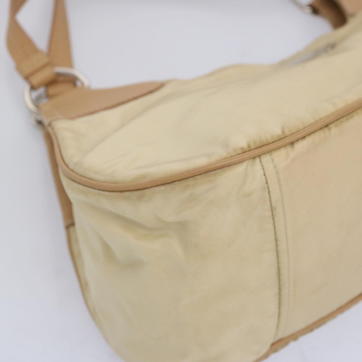 PRADA Shoulder Bag Nylon Beige Auth 65740