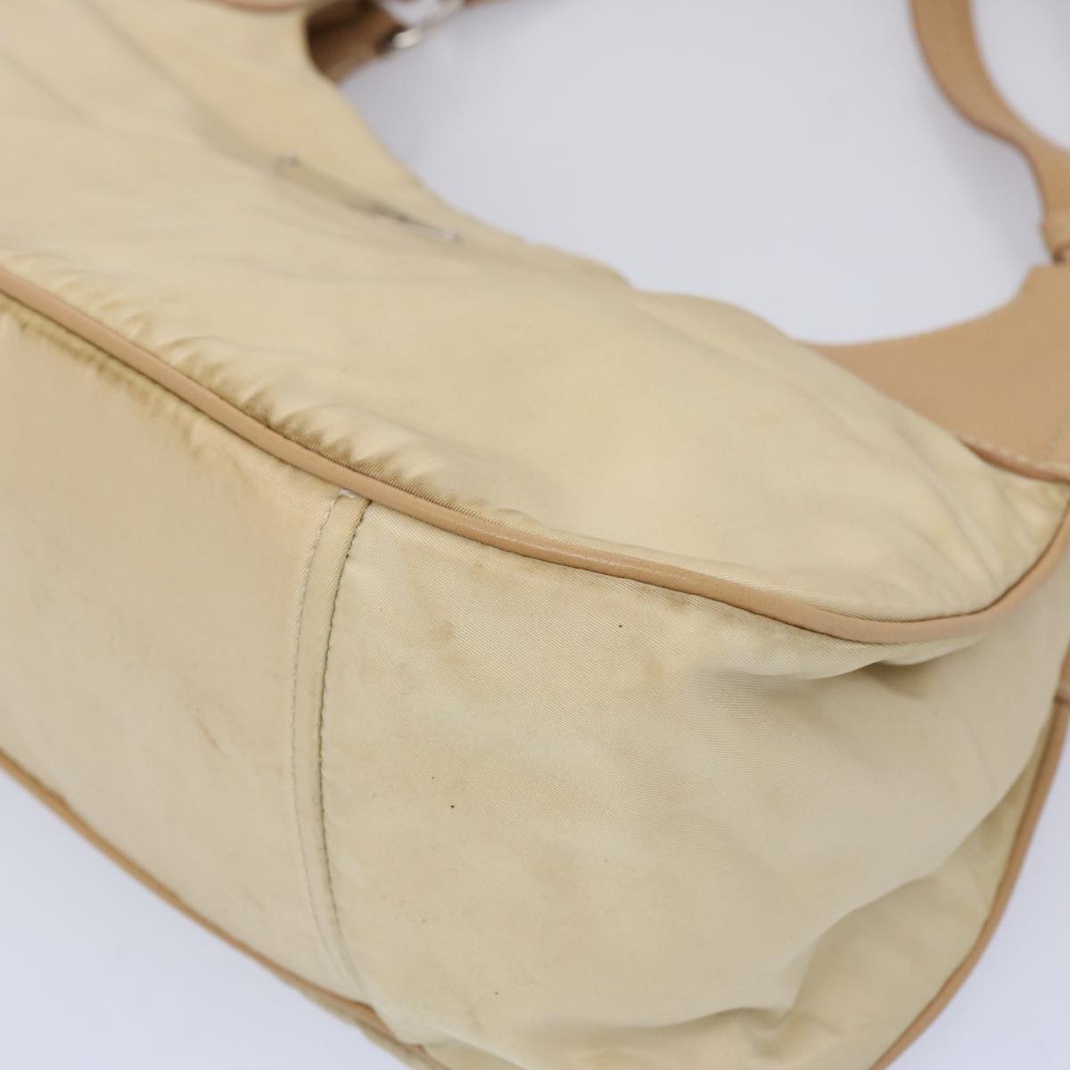 PRADA Shoulder Bag Nylon Beige Auth 65740