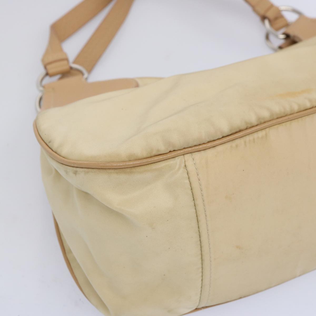 PRADA Shoulder Bag Nylon Beige Auth 65740