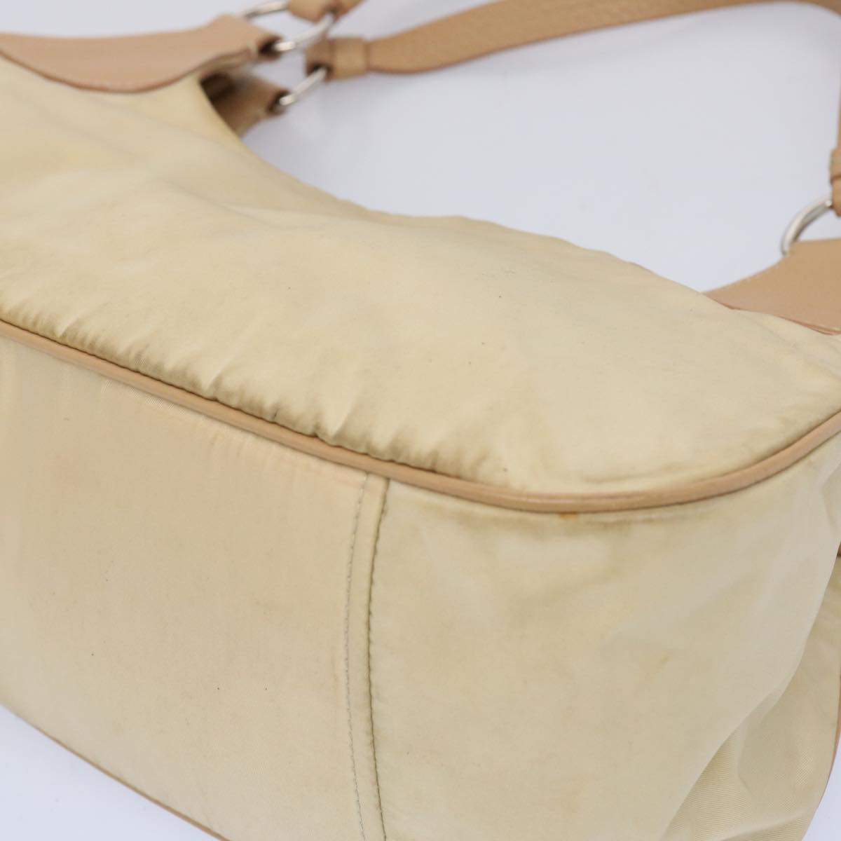 PRADA Shoulder Bag Nylon Beige Auth 65740