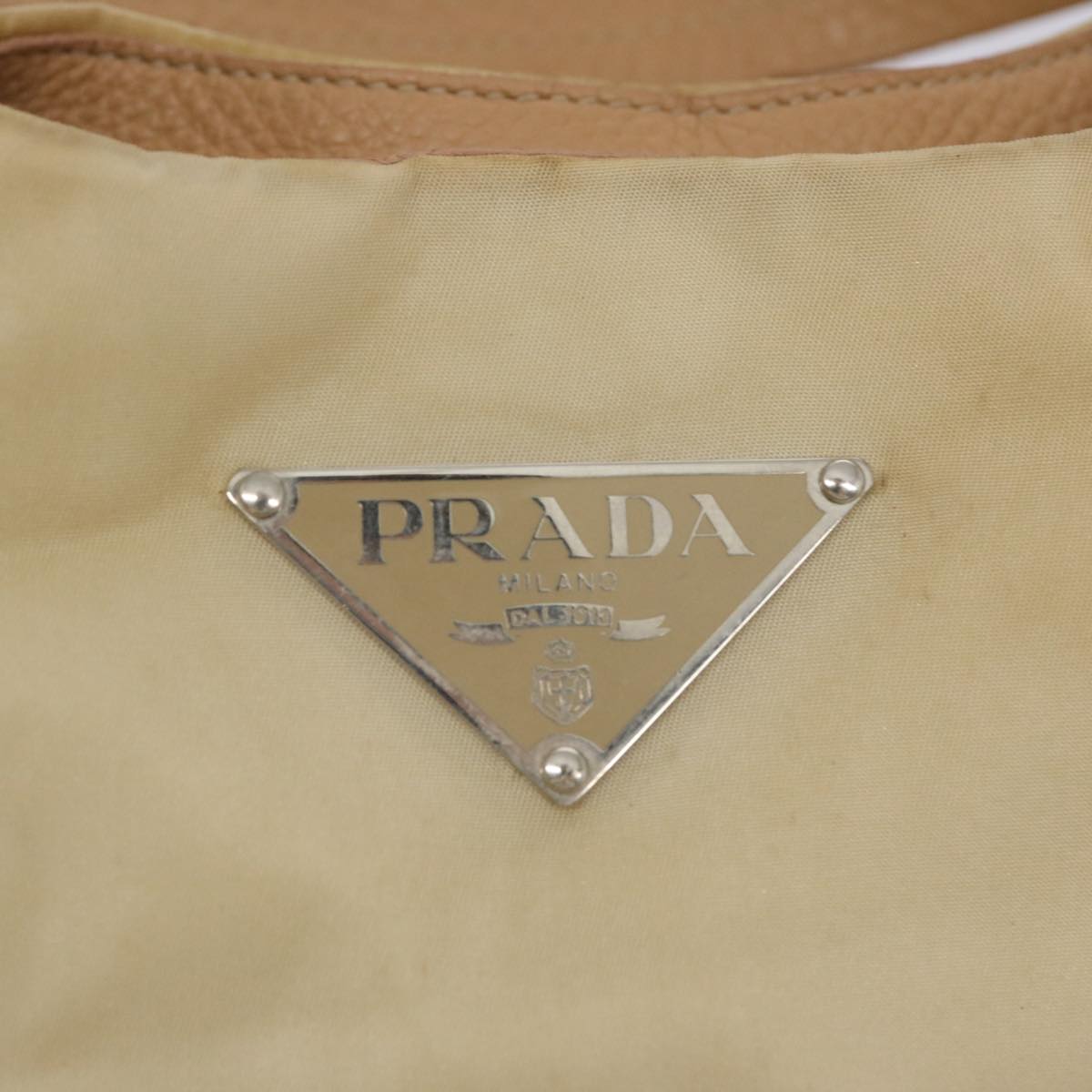 PRADA Shoulder Bag Nylon Beige Auth 65740