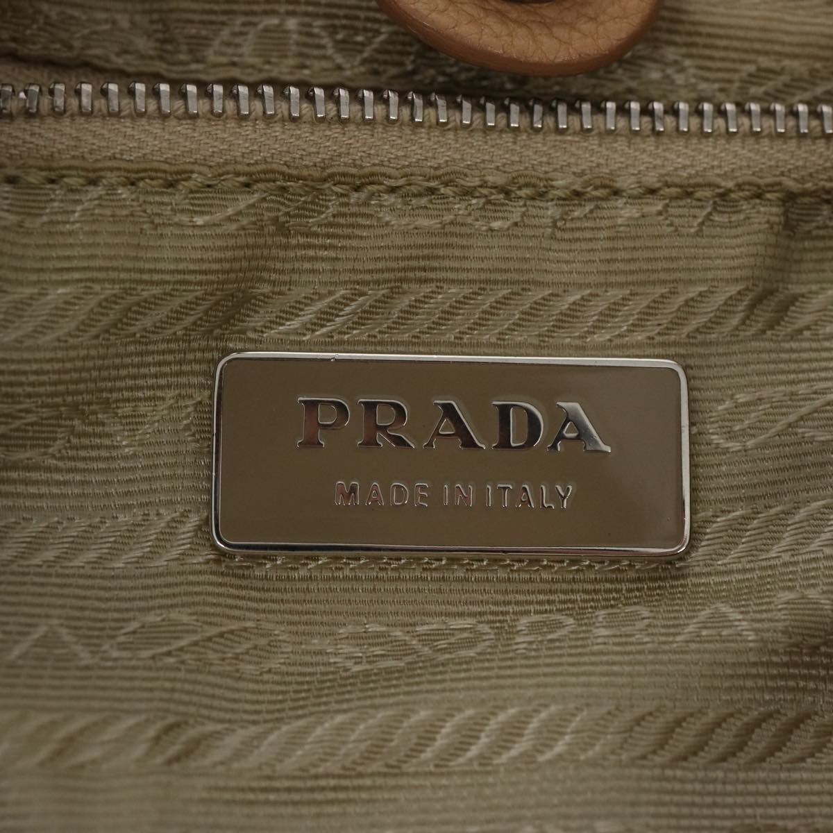 PRADA Shoulder Bag Nylon Beige Auth 65740