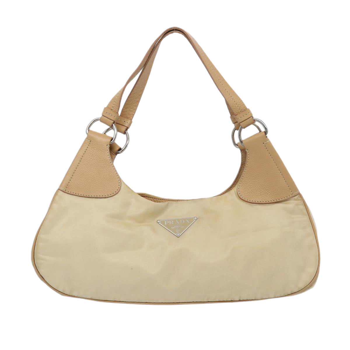 PRADA Shoulder Bag Nylon Beige Auth 65740