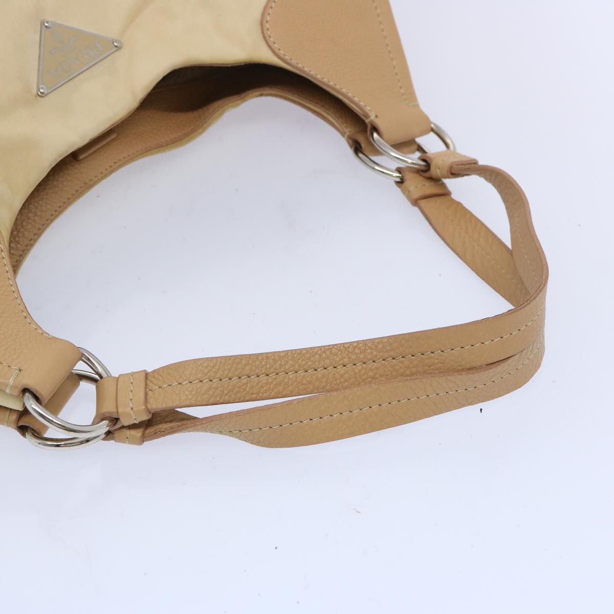 PRADA Shoulder Bag Nylon Beige Auth 65740