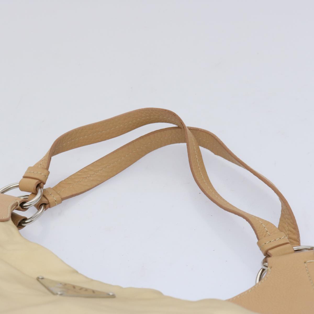 PRADA Shoulder Bag Nylon Beige Auth 65740