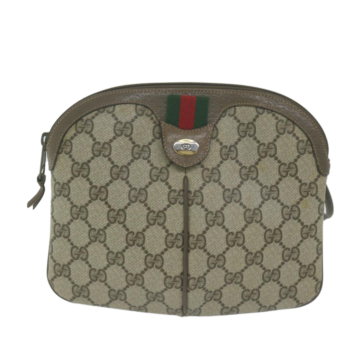 GUCCI GG Supreme Web Sherry Line Shoulder Bag PVC Beige 904 02 047 Auth 65741 - 0