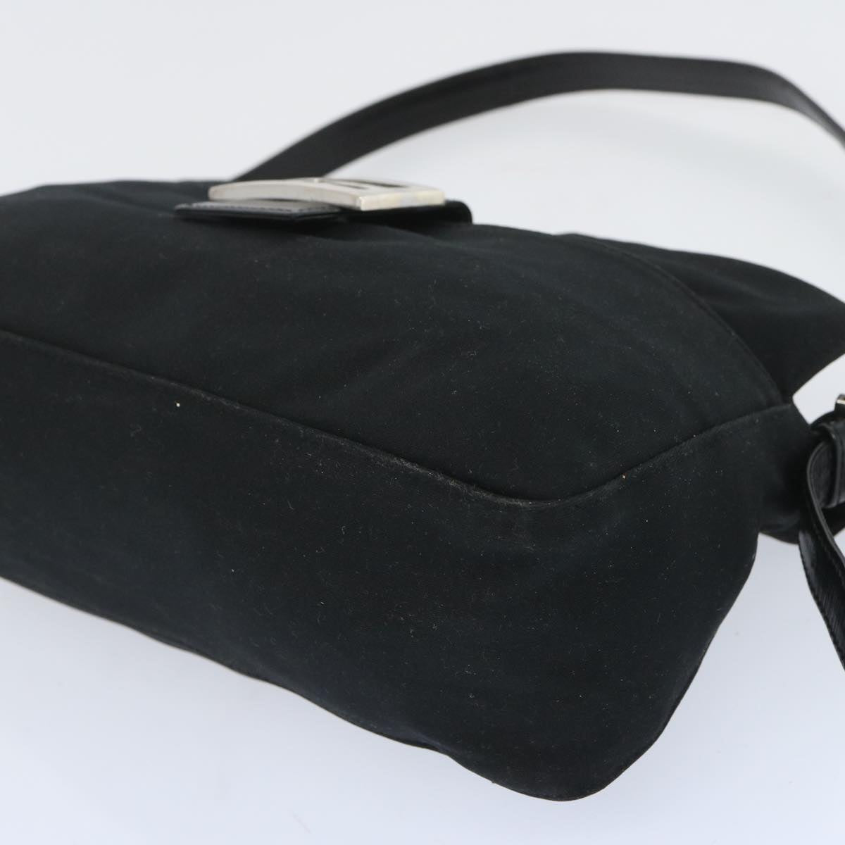 FENDI Mamma Baguette Shoulder Bag Nylon Black Auth 65743