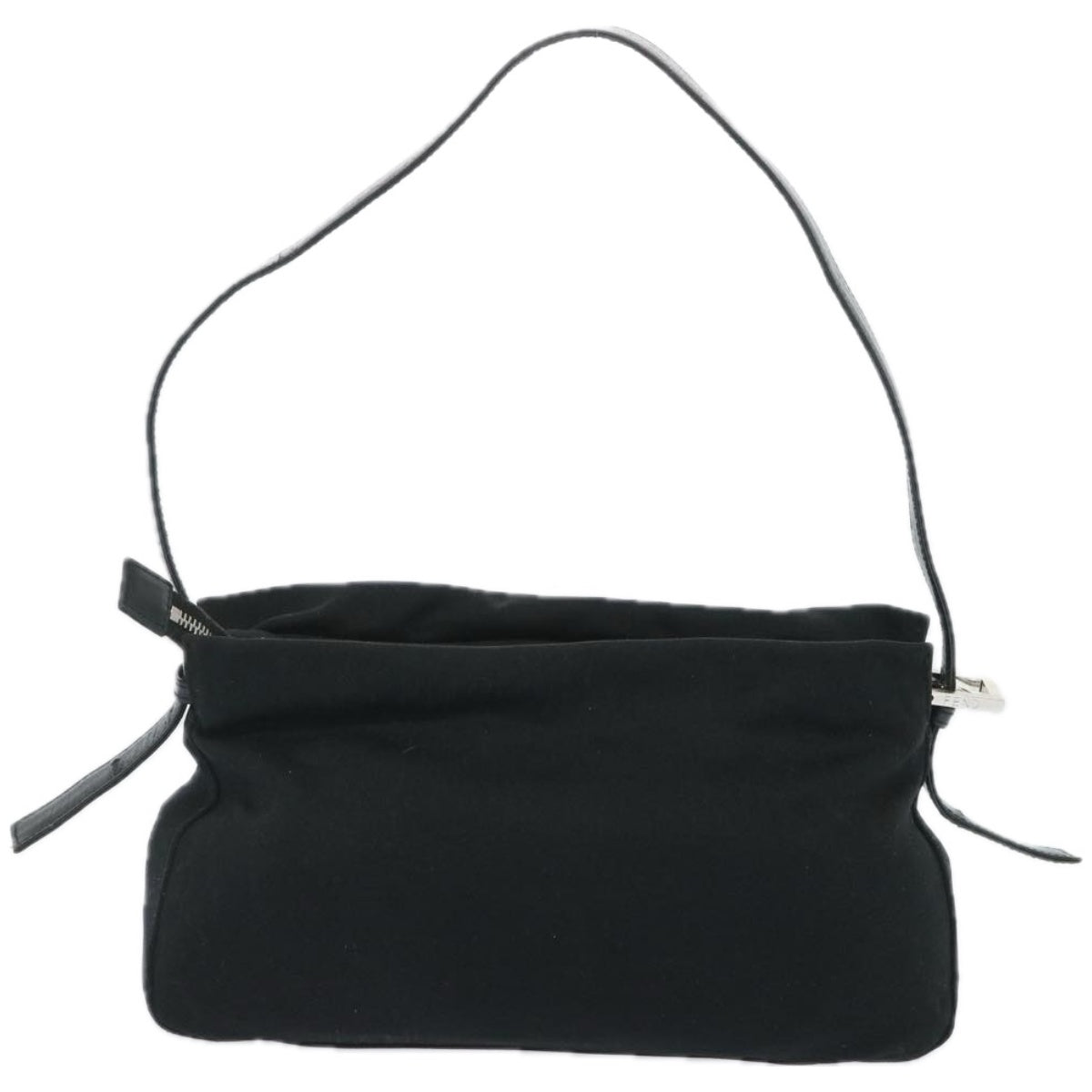 FENDI Mamma Baguette Shoulder Bag Nylon Black Auth 65743