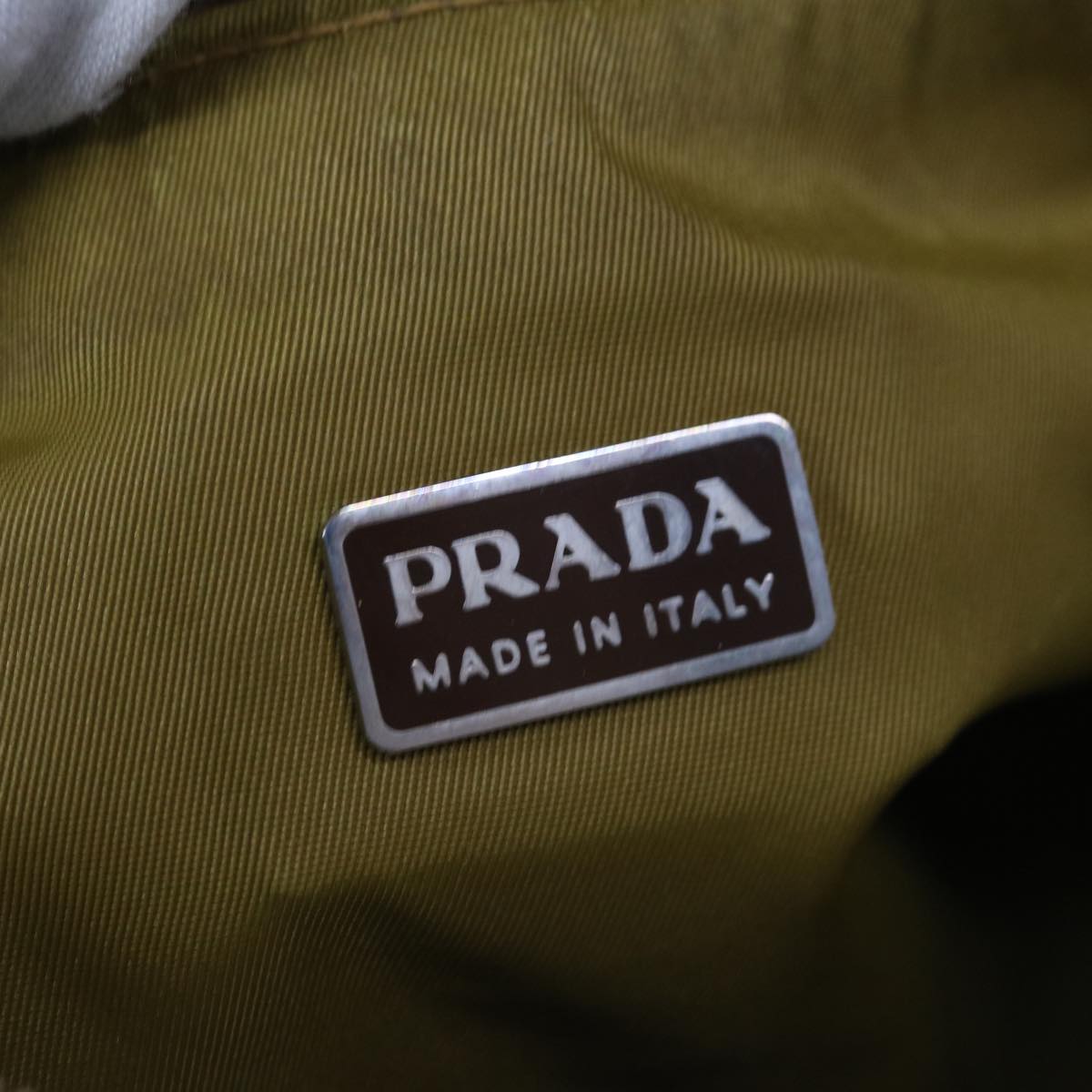 PRADA Hand Bag Nylon Khaki Auth 65751