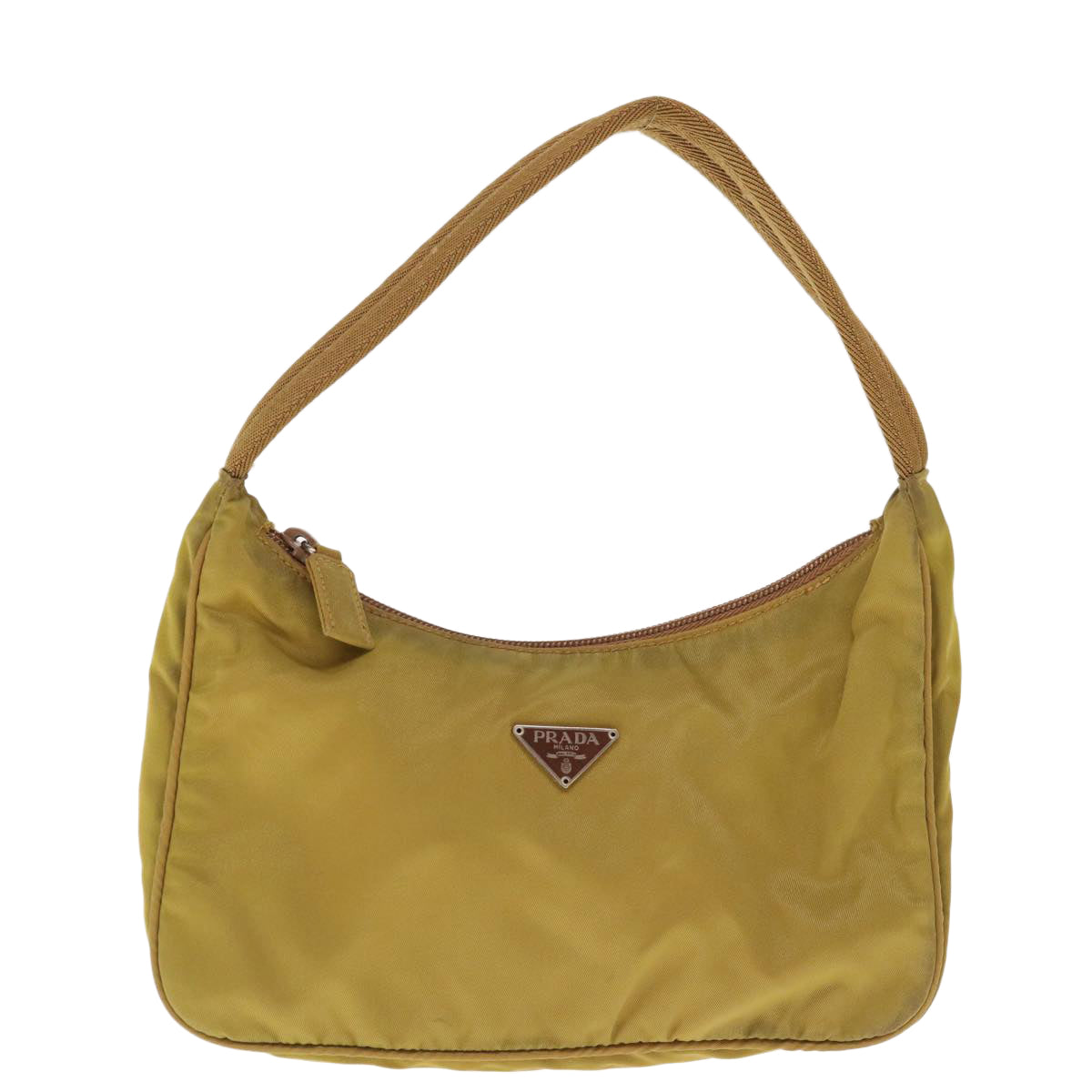 PRADA Hand Bag Nylon Khaki Auth 65751