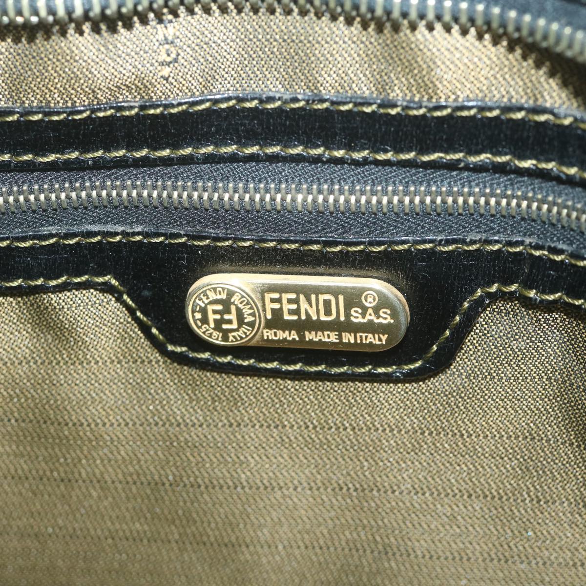 FENDI Zucca Canvas Shoulder Bag Brown Black Auth 65752