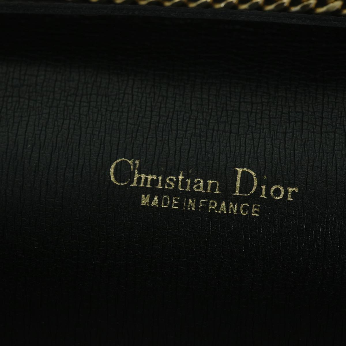 Christian Dior Trotter Canvas Chain Shoulder Bag Black Auth 65754