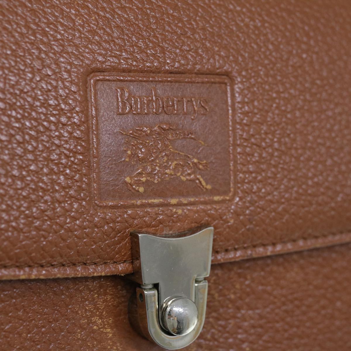Burberrys Hand Bag Leather Brown Auth 65773