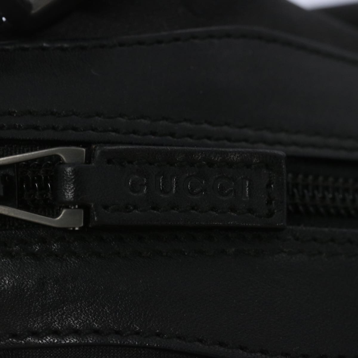 GUCCI Bamboo GG Canvas Shoulder Bag Nylon Black 000 0531 Auth 65797