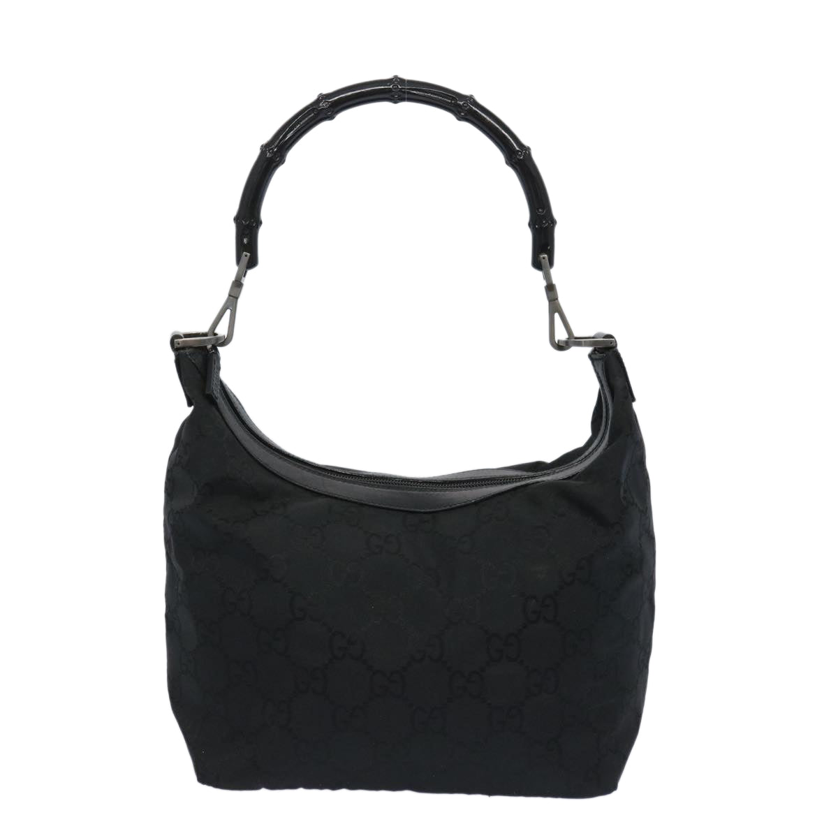 GUCCI Bamboo GG Canvas Shoulder Bag Nylon Black 000 0531 Auth 65797 - 0