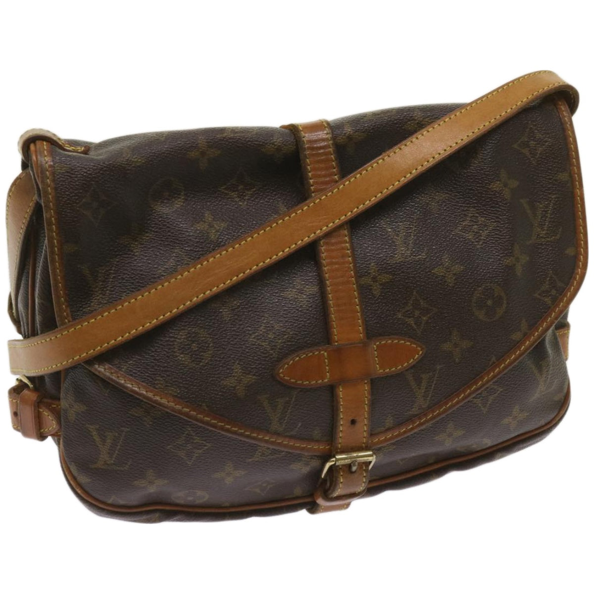 LOUIS VUITTON Monogram Saumur 30 Shoulder Bag M42256 LV Auth 65802