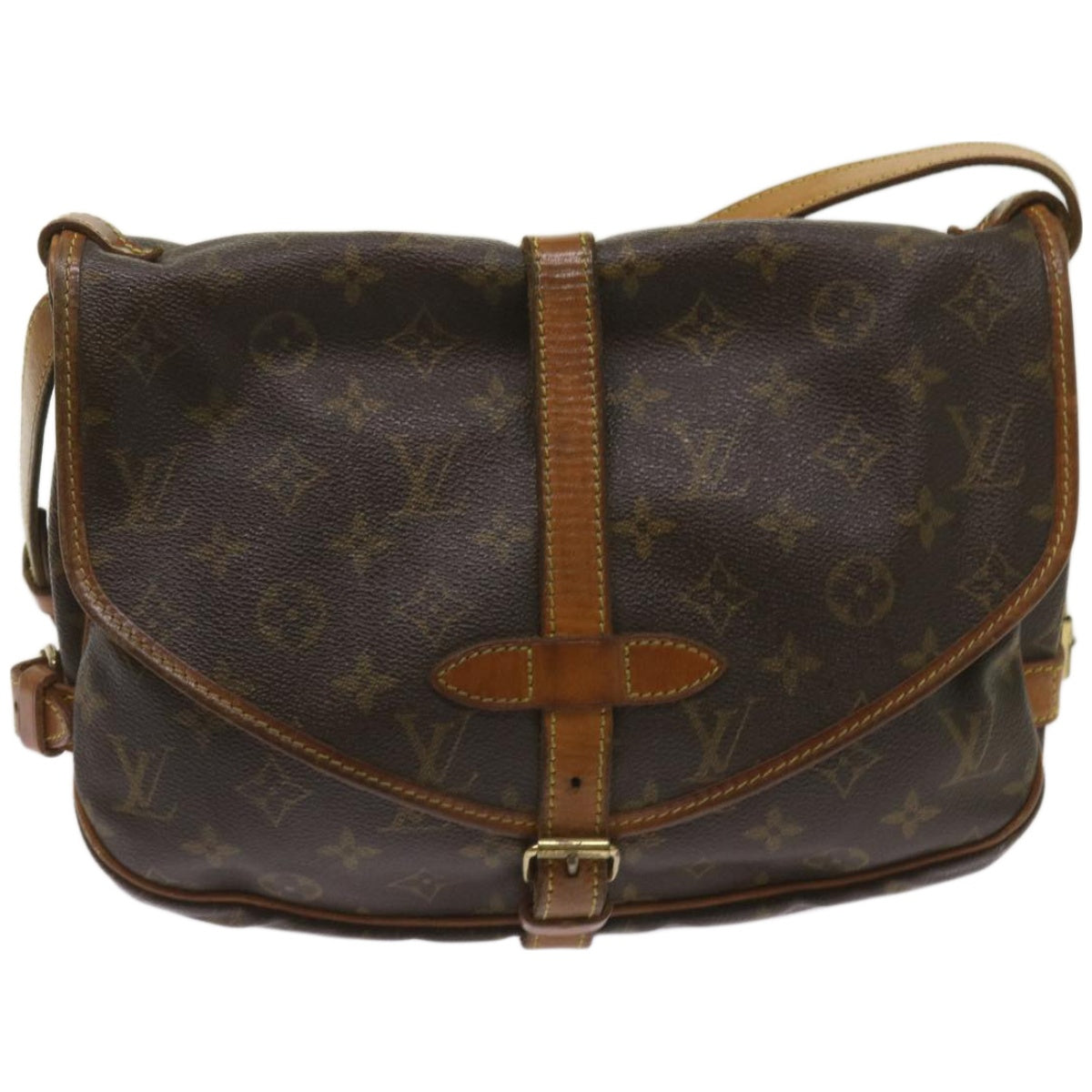 LOUIS VUITTON Monogram Saumur 30 Shoulder Bag M42256 LV Auth 65802