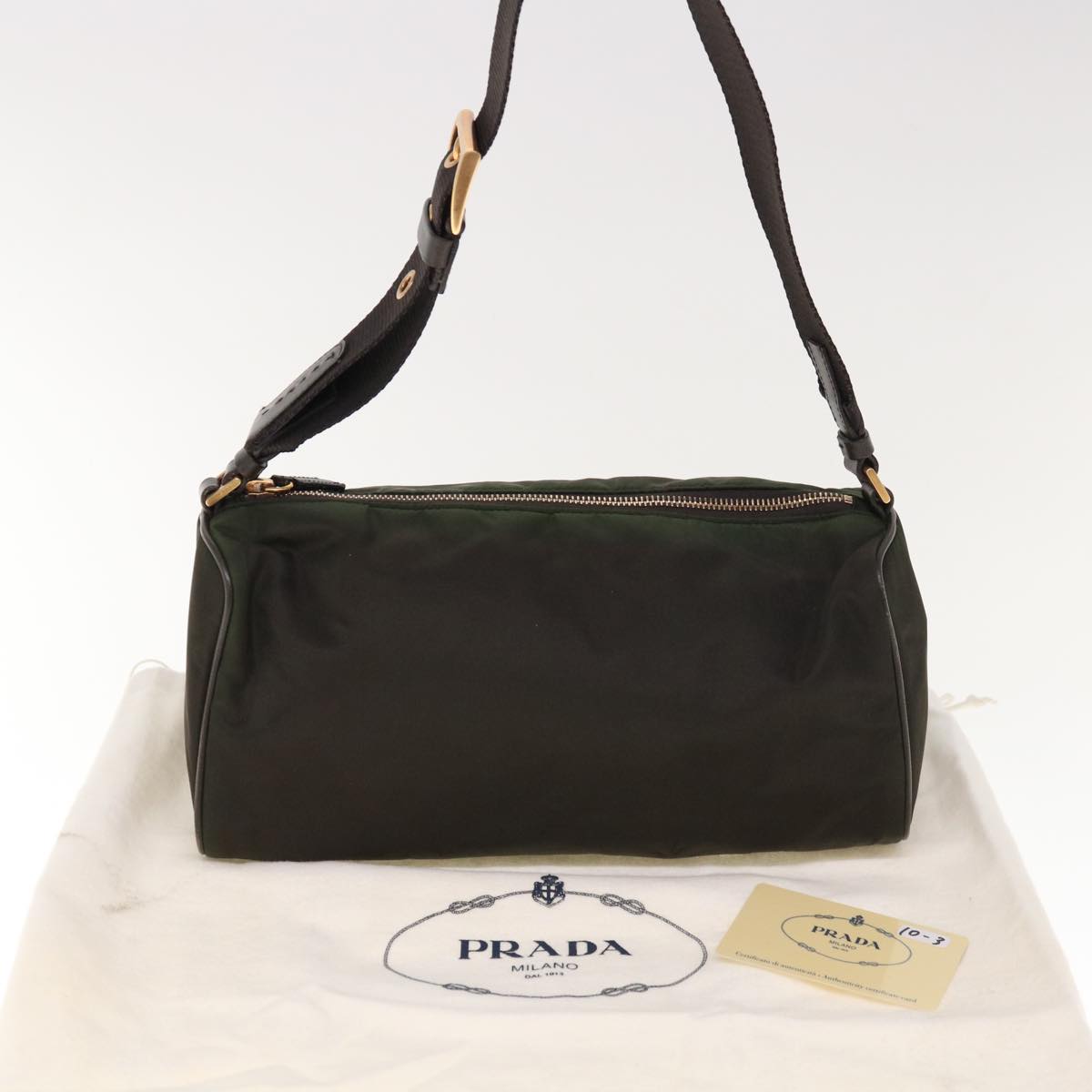 PRADA Shoulder Bag Nylon Khaki Auth 65808