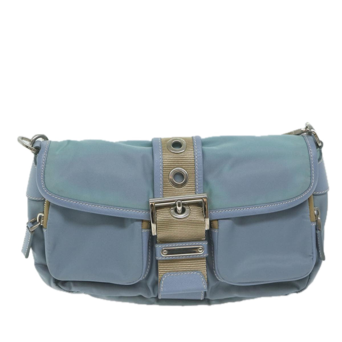 PRADA Shoulder Bag Nylon Light Blue Auth 65827