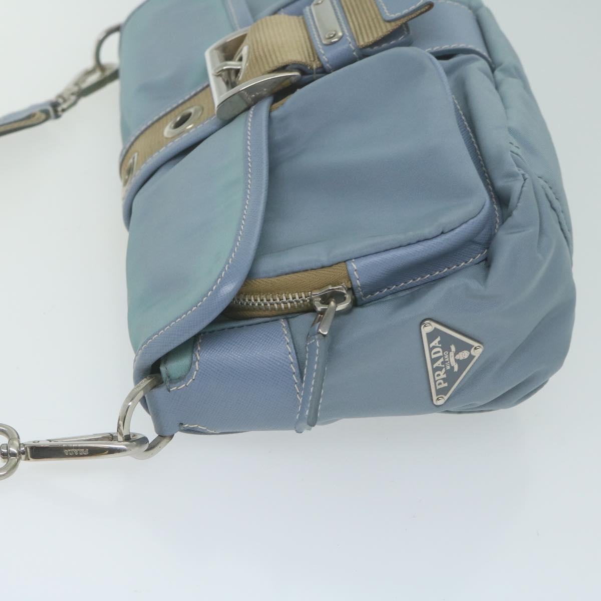 PRADA Shoulder Bag Nylon Light Blue Auth 65827