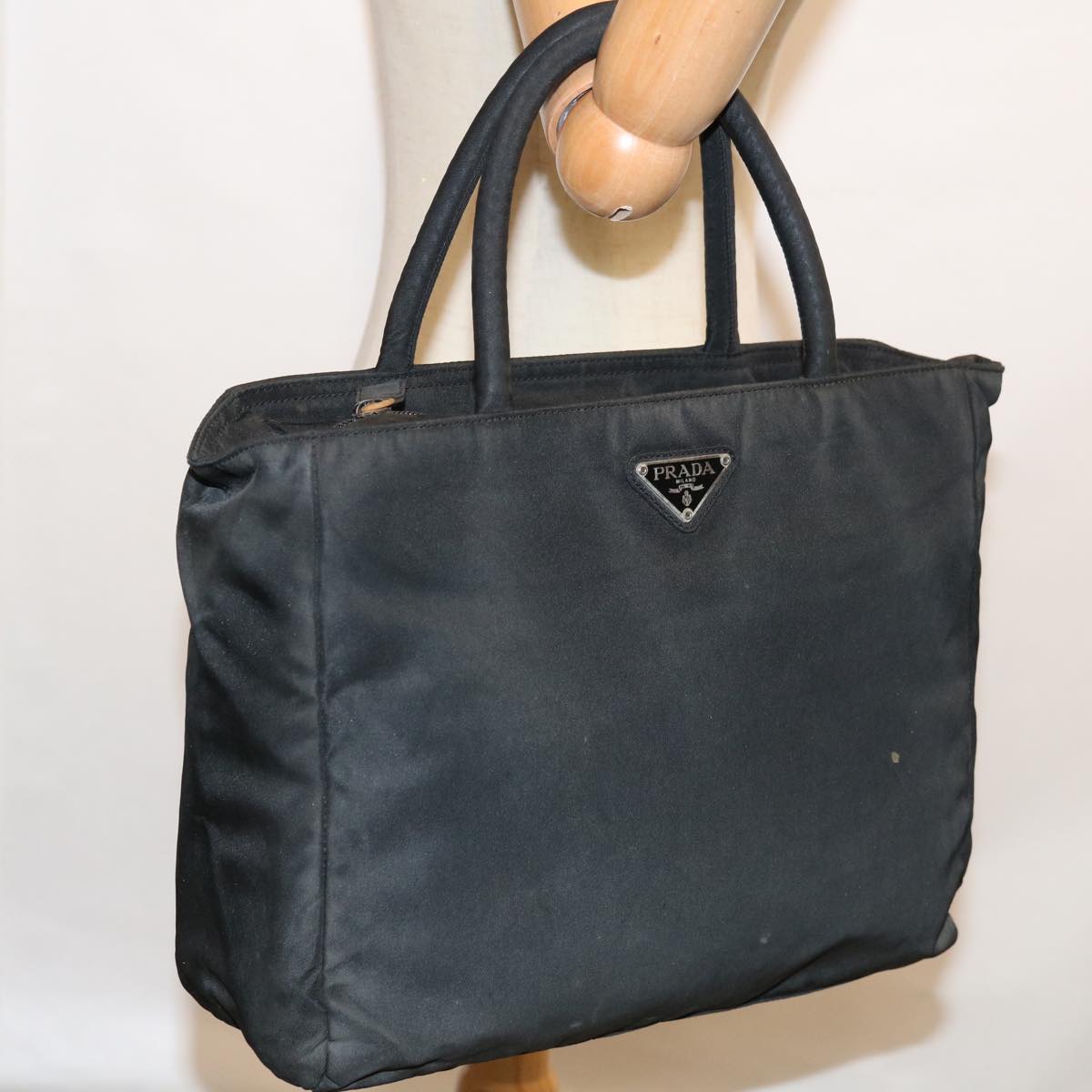 PRADA Hand Bag Nylon Black Auth 65834