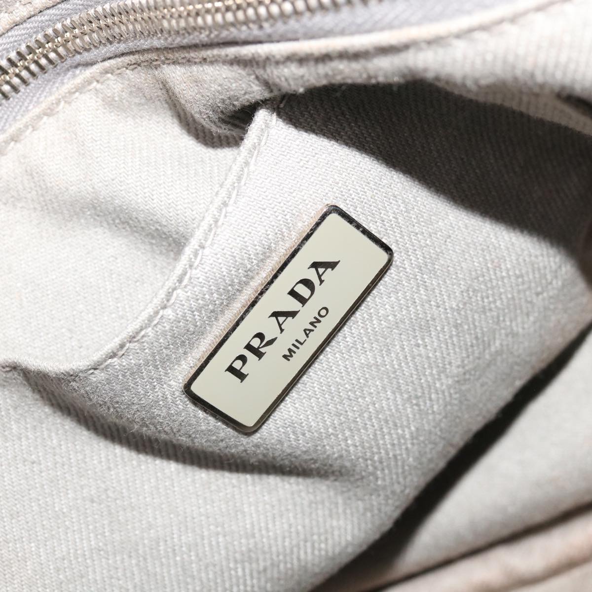 PRADA Bijoux Canapa MM Hand Bag Canvas 2way Gray Auth 65844