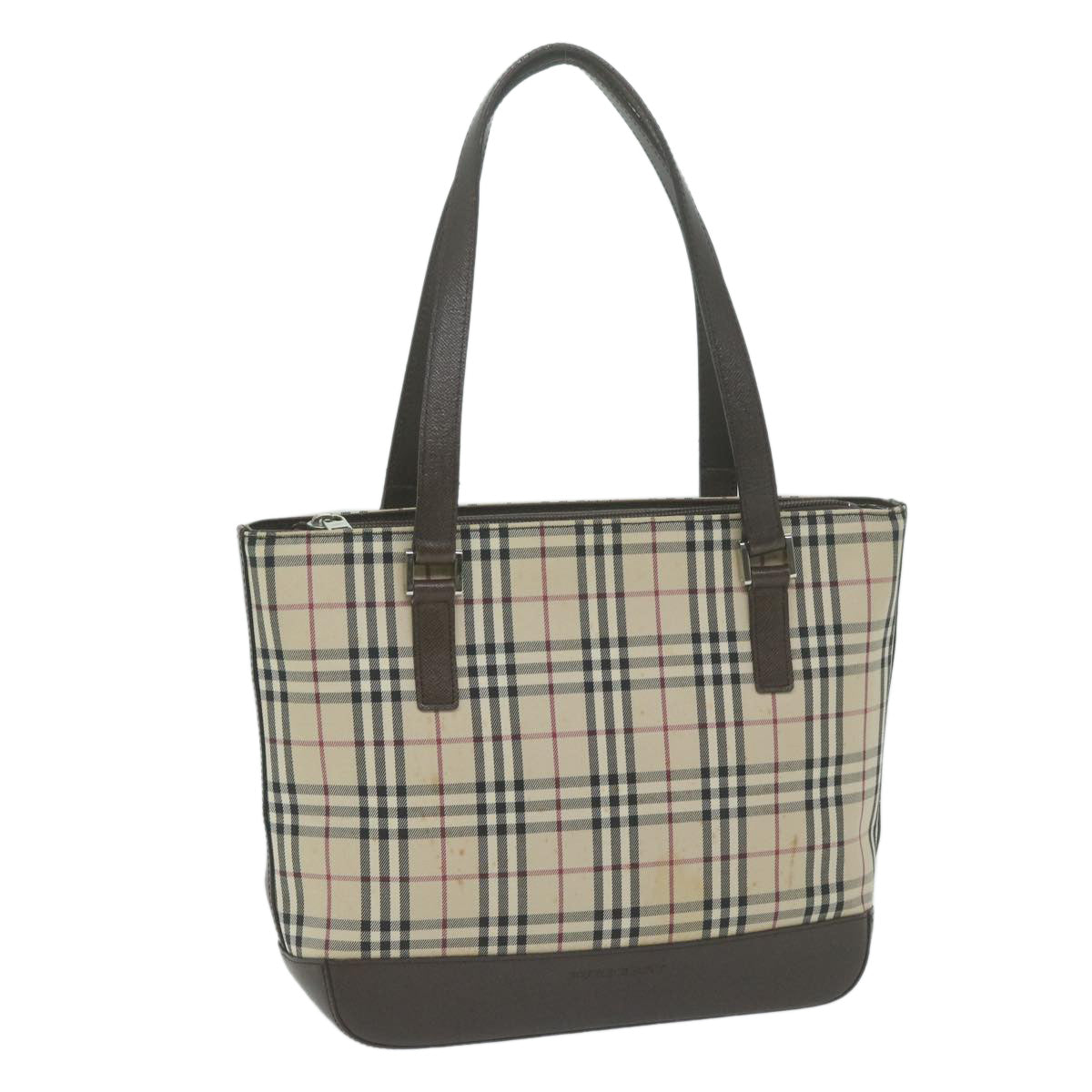 BURBERRY Nova Check Hand Bag Nylon Canvas Beige Auth 65852