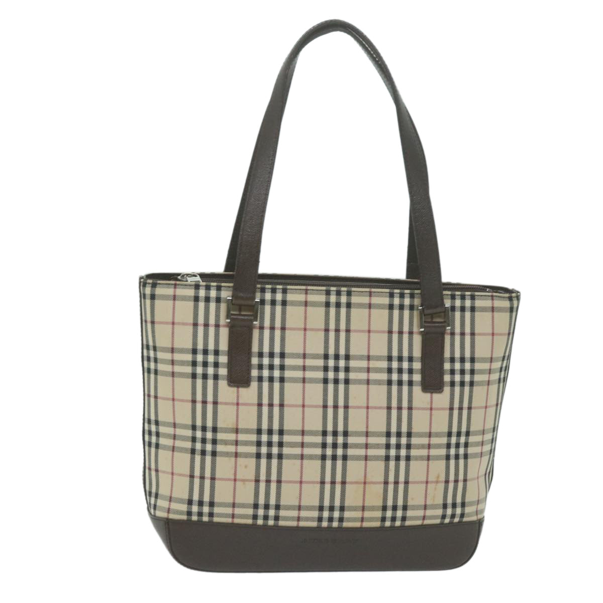 BURBERRY Nova Check Hand Bag Nylon Canvas Beige Auth 65852