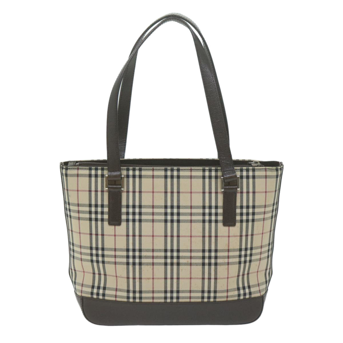 BURBERRY Nova Check Hand Bag Nylon Canvas Beige Auth 65852 - 0