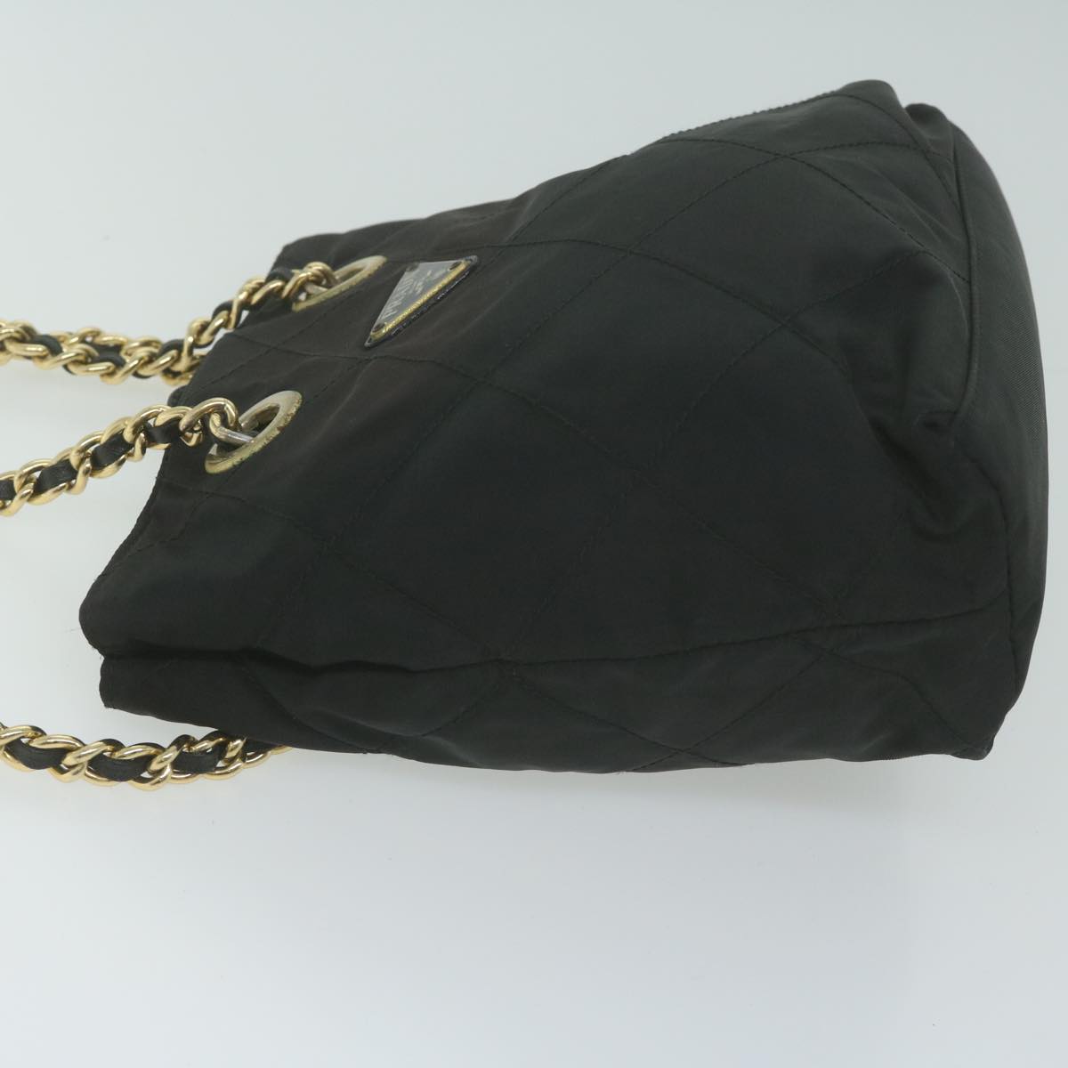 PRADA Quilted Chain Shoulder Bag Nylon Black Auth 65854