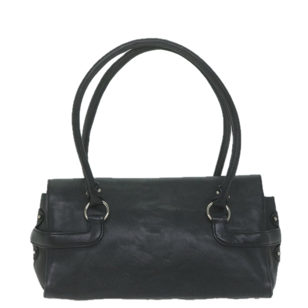 Salvatore Ferragamo Gancini Shoulder Bag Leather Black Auth 65855 - 0