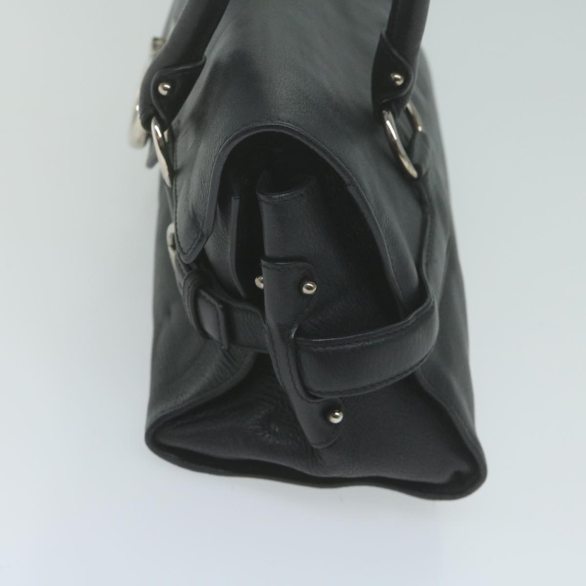Salvatore Ferragamo Gancini Shoulder Bag Leather Black Auth 65855