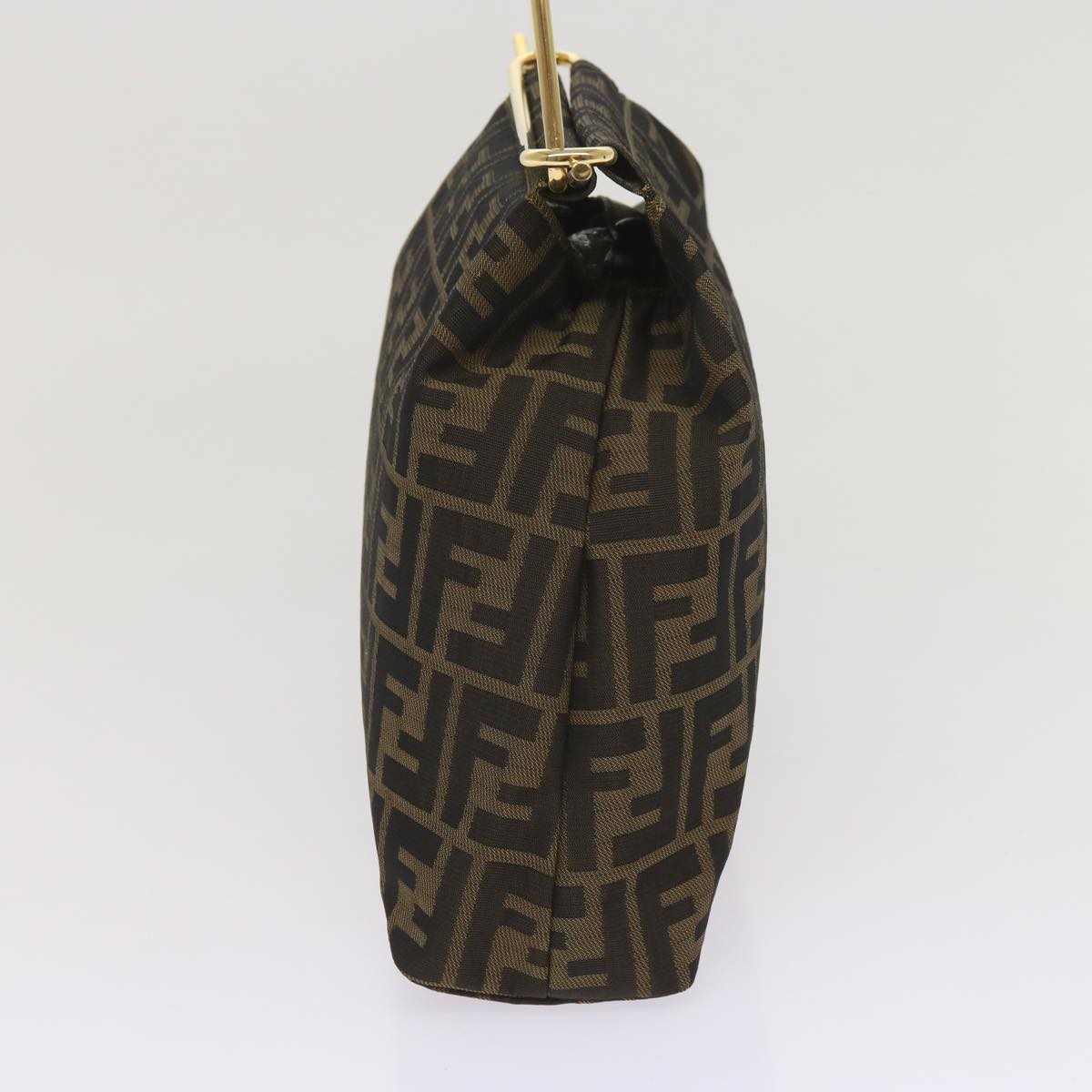 FENDI Zucca Canvas Hand Bag Black Brown Auth 65856