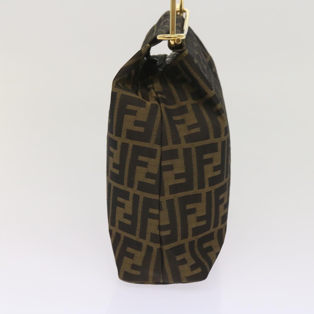 FENDI Zucca Canvas Hand Bag Black Brown Auth 65856