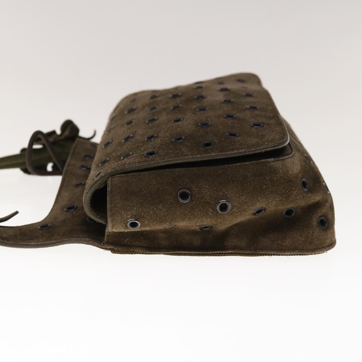 PRADA Shoulder Bag Suede Brown Auth 65860