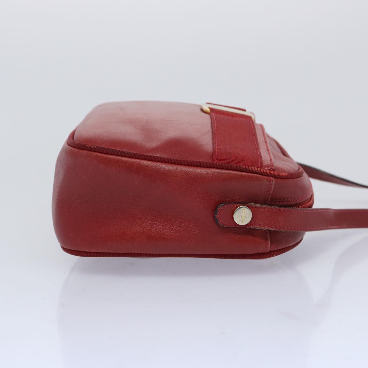 Salvatore Ferragamo Shoulder Bag Leather Red Auth 65861