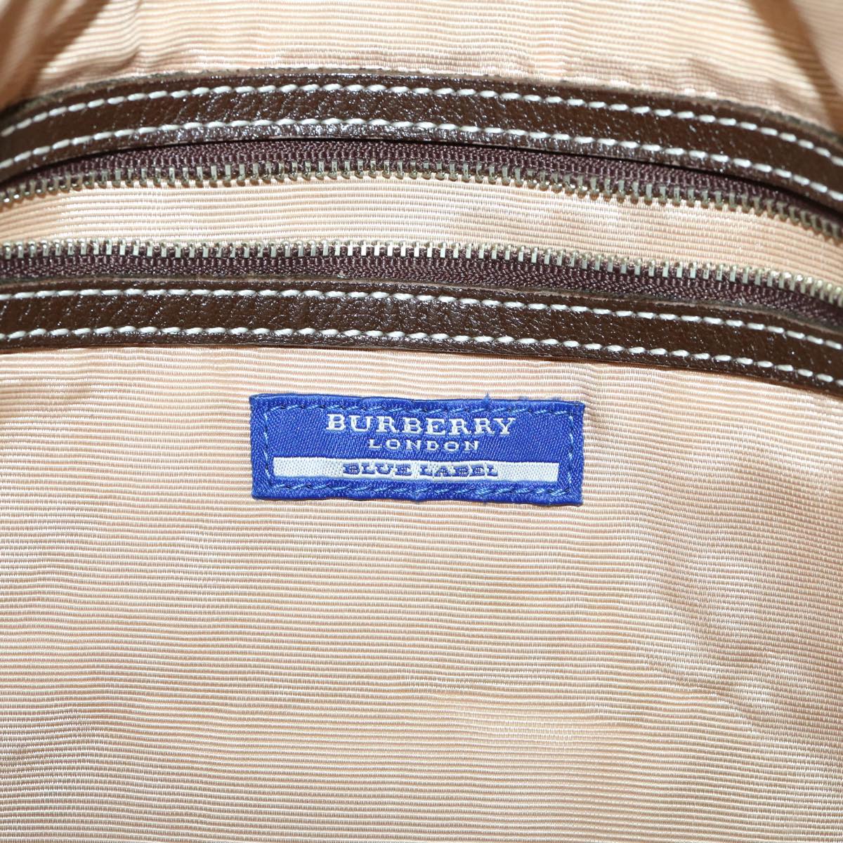 BURBERRY Nova Check Blue Label Tote Bag Pink Brown Auth 65881