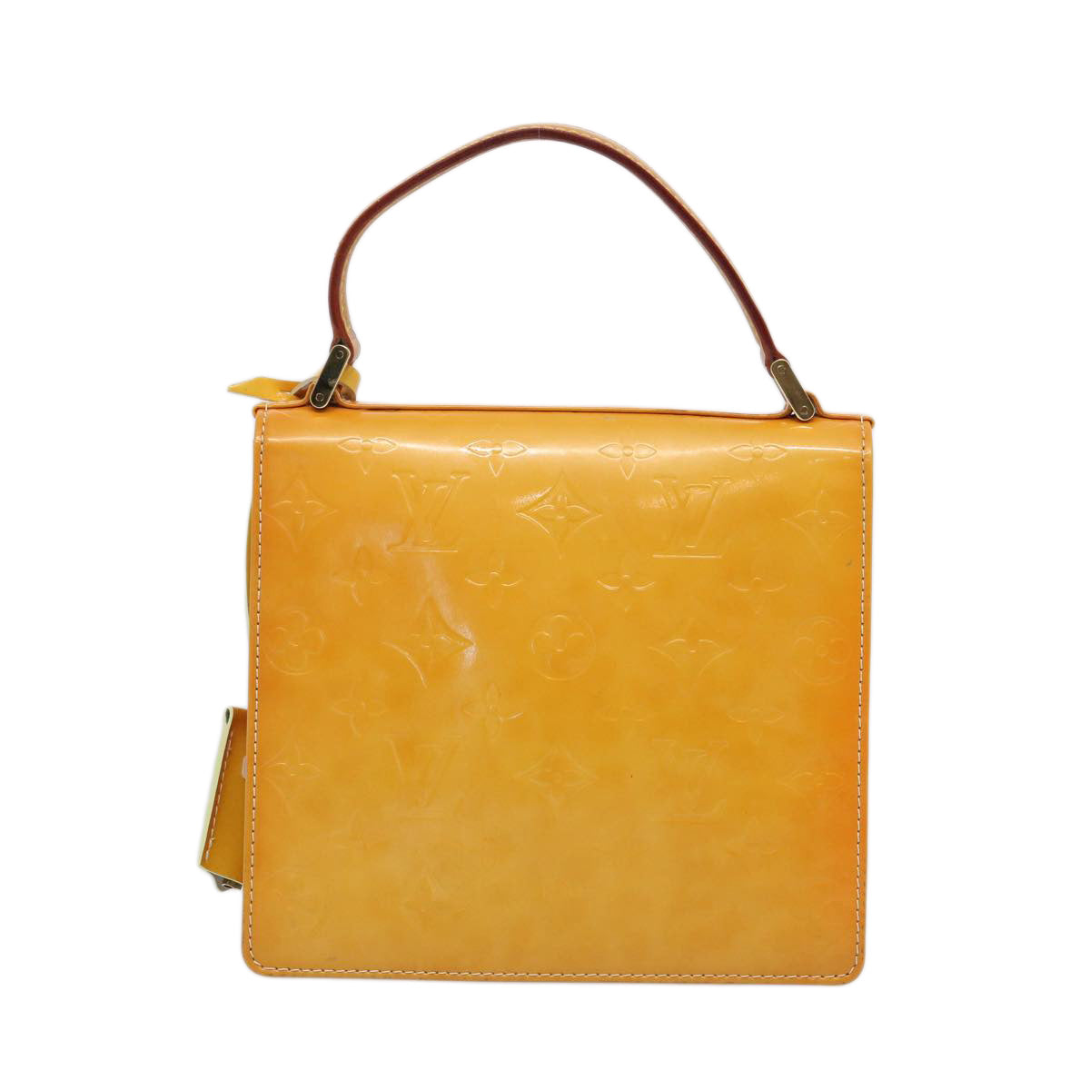 LOUIS VUITTON Monogram Vernis Spring Street Bag Lime Yellow M91068 LV Auth 65888