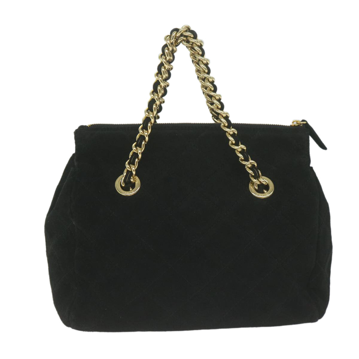 PRADA Chain Hand Bag Suede Black Auth 65891 - 0