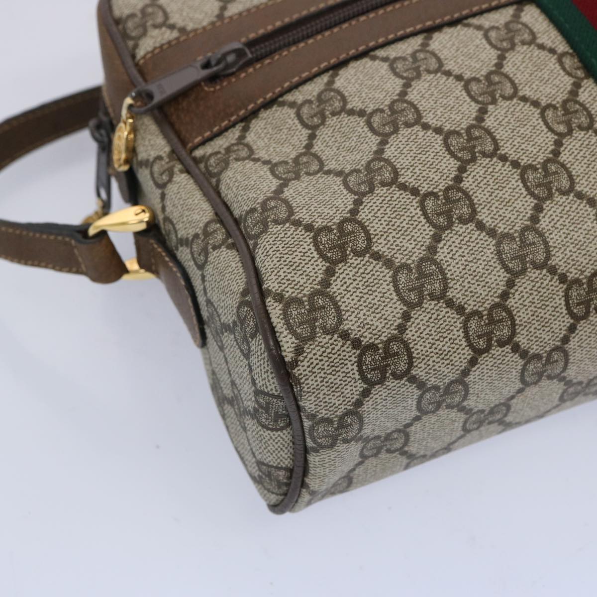 GUCCI GG Supreme Web Sherry Line Shoulder Bag PVC Beige Red Green Auth 65893