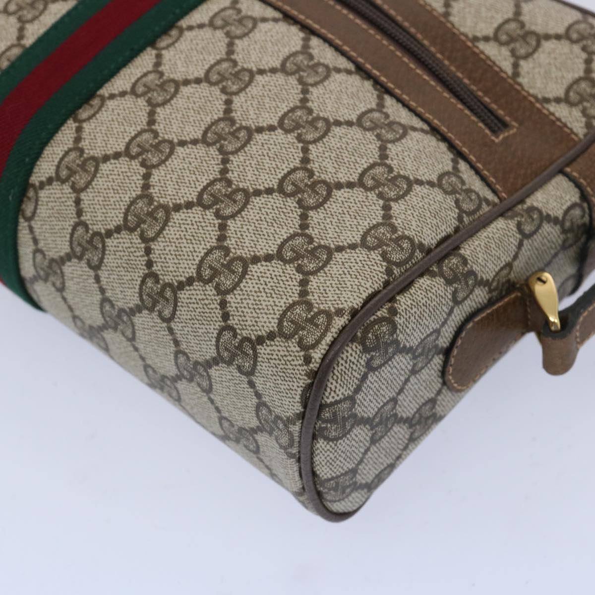 GUCCI GG Supreme Web Sherry Line Shoulder Bag PVC Beige Red Green Auth 65893